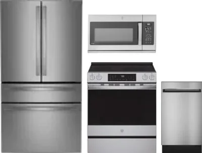 4 Piece Package Includes Refrigerator, Range, Microwave And Dishwasher